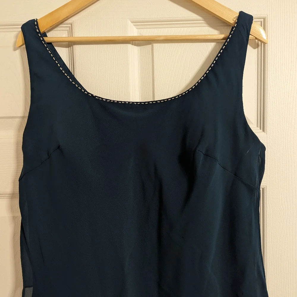 Jean De Lys Blue Dress sleeveless With asymmetrical hem size 18 (Read condition) - Picture 4 of 14